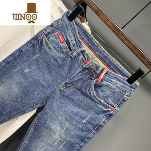 YANXU牛仔裤男2023年新款夏季韩版修身小脚裤潮流百搭痞帅休闲九分裤子