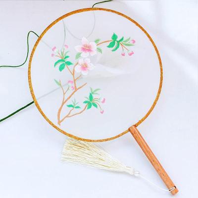素物古风团扇欧式刺绣diy手工材料包初学者古典中国风苏绣初学者三维工匠嫣然一笑（彩图教程+针线）扇子