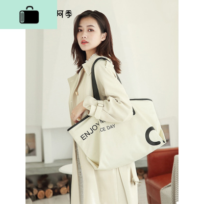 干湿分离帆布包女新款大容量手提单肩包ins布袋包简约通勤托特包NEW LAKE女士手提包