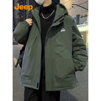Jeep吉普连帽棉衣男士冬季加厚保暖冲锋上衣防风工装棉服外套男装