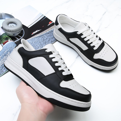 真皮板鞋男舒适透气小板鞋百搭空军一号头层牛皮休闲男鞋真皮潮流