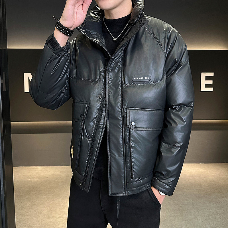 冬季男装户外工装羽绒服男士立领时尚潮牌百搭亮面羽绒服外套