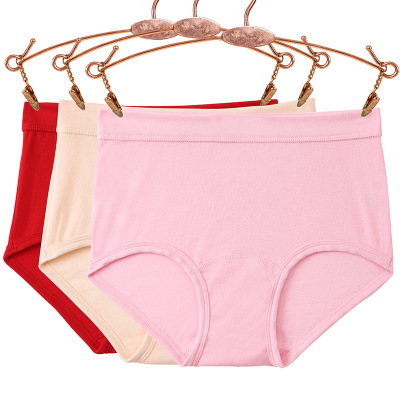 红色女士内裤纯棉高腰中老年人妈妈短裤全棉透气三角裤大码短裤头