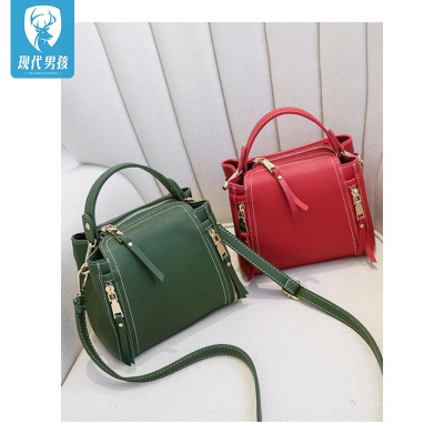 精品特卖-现代男孩女包2020新款韩版单肩包百搭斜挎包女迷你小包包时尚手提包水桶包