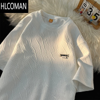 HLCOMAN提花圆领短袖t恤男士2025新款夏季肌理感设计感小众宽松半袖体恤