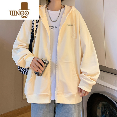 YANXU连帽开衫卫衣男生2023新款港风潮牌宽松青少年休闲夹克外套