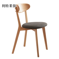利特莱依餐椅简约现代休闲书桌椅餐桌凳子橡木靠背椅黑色软包