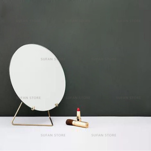 美帮汇 |北欧圆镜子化妆镜台式梳妆镜书桌面民宿风样板间圆形镜子
