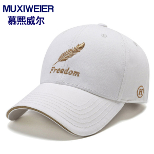 MUXIWEIER 帽子男女潮流青少年韩版街头春夏四季遮阳新款鸭舌帽韩版户外休闲时尚羽毛刺绣棒球帽