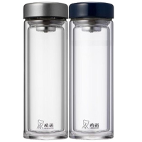 希诺双层玻璃杯350ml隔热透明便携泡茶杯XN-6535(颜色随机)