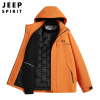 JEEP SPIRIT冲锋男三合一羽绒内胆冬季防水外套两件套户外登山滑雪服