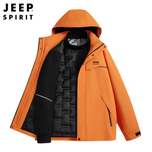 JEEP SPIRIT冲锋男三合一羽绒内胆冬季防水外套两件套户外登山滑雪服