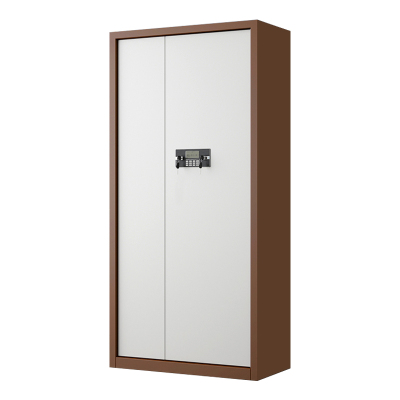 阿拉贡指纹电子保密柜钢制密码文件柜档案柜办公柜矮柜保密资料柜通门咖白色:电子密码锁