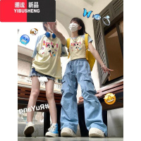 YIBUSHENG季多巴胺穿搭正肩T恤女y2k甜辣妹短款小众闺蜜装插肩短袖小上衣