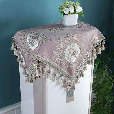 欧式空调套防尘罩立式保护罩布艺开机不取柜式柜机内机室内正方形 清歌-紫色 90*90cm(含吊穗10CM每边)