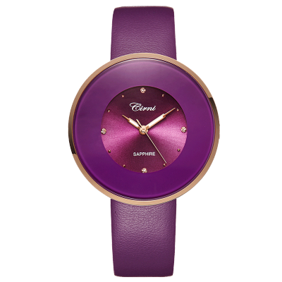 西亚尼(CIRNI)手表石英表女士手表时尚个性潮流防水皮带女表简约商务石英腕表6031紫色