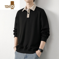 YANXU卫衣男士2023新款潮牌宽松t恤长袖百搭休闲翻领男装上衣服