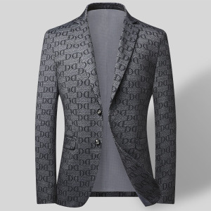 西装春秋新款男式休闲西服韩版修身西装男士印花西服上衣