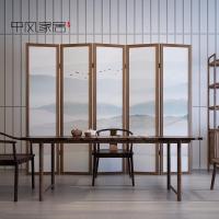 BONJEAN屏风隔断客厅卧室办公室中式简约现代折叠移动实木定制折屏山水画
