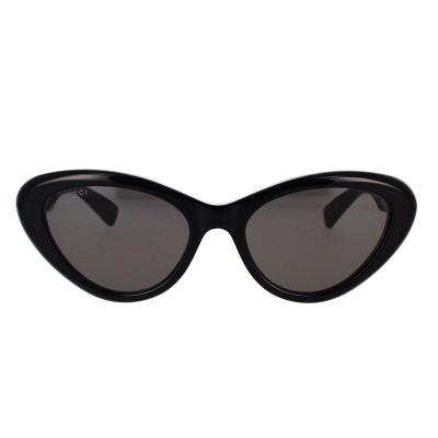 古驰(GUCCI)女士猫眼造型醋酸酯太阳镜时尚百搭防紫外线黑灰色 黑色