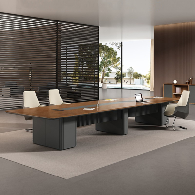 易企采 320*120*75CM不含椅 高档烤漆会议桌长桌简约现代长条桌会议室时尚大中型洽谈桌