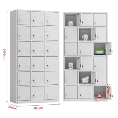 易企采 钢制加厚十八门储物柜员工更衣柜储物柜学生宿舍带锁储物柜浴室衣柜健身房存包柜餐具碗柜铁皮柜