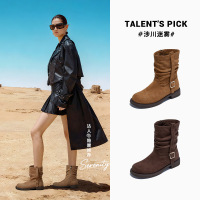 新款复古美拉德堆堆靴秋冬机车靴子女百搭短靴女英伦风马丁靴