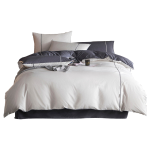 美帮汇四件套北欧风 欧式 美式全棉被套男士 简约 欧美风全棉床单灰