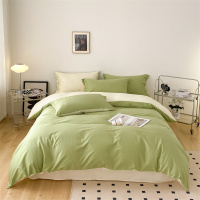 雅鹿家纺时尚风全棉纯色纽扣四件套AB版拼色纯棉套件
