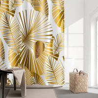 北欧浴帘浴室防水布卫生间洗澡沐浴帘干湿分离隔断厕所套装免打孔