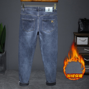 北方舒适加绒牛仔裤男士不挑身材刺绣长裤男款品质百搭小直筒裤男