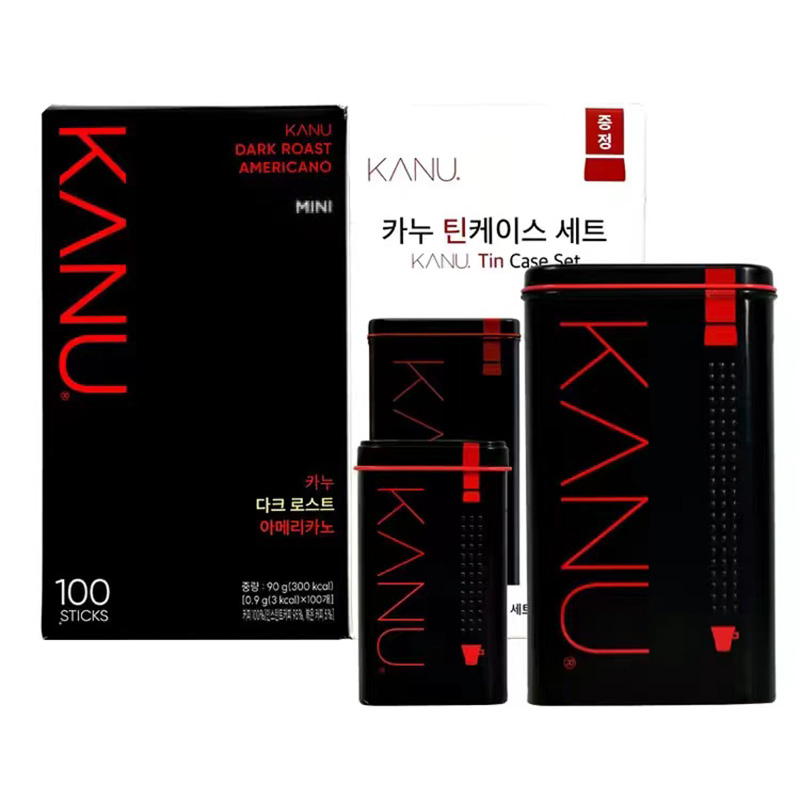 KANU卡奴深度烘培100条美式纯咖啡韩国进口麦馨速溶咖啡纯黑咖啡送杯子