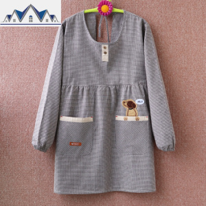 长袖围裙可爱日系家用女时尚厨房棉防水防油韩版罩衣大人带袖子 三维工匠