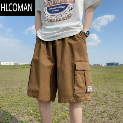 HLCOMAN港风日系工装口袋短裤男夏季直筒宽松五分裤复古休闲运动百搭中裤
