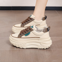 ins韩版皮面低帮老爹鞋女秋季新款透气增高休闲