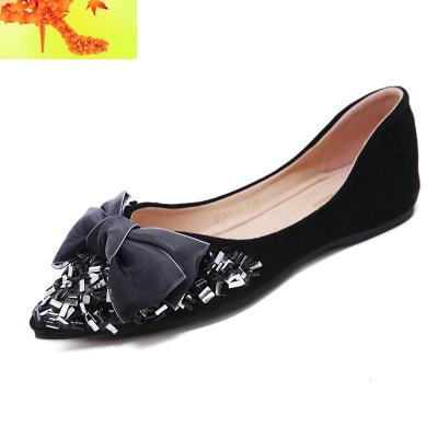 网红尖头单鞋2020春季新款女鞋百搭浅口船鞋淑女风仙女平底豆豆鞋简畅休闲鞋