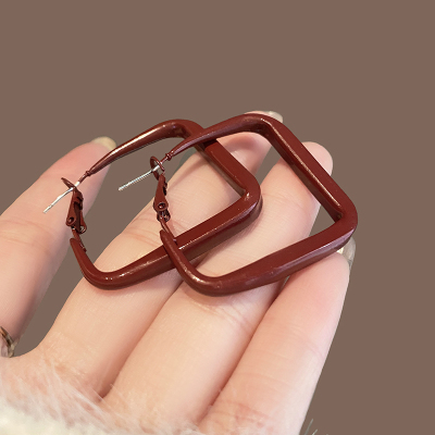 红色耳环耳圈港风复古耳钉轻奢高级感气质大气2024新款耳饰女送女朋友老婆情人节七夕生日礼物