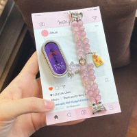 适用小米手环10表带丁香紫水晶链