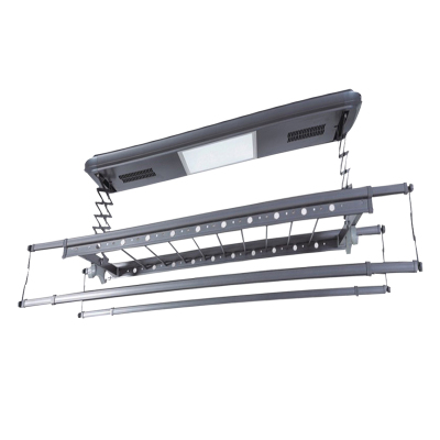 普利邦(PULIBANG)阳台电动升降晾衣架伸缩晾晒电动晾衣杆消毒杀菌风干语音播报遇阻即停9根横杆枪色