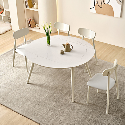 全友家居岩板餐桌椅组合客厅餐厅现代简约伸缩岩板台面餐桌椅子