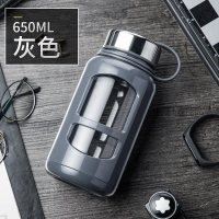 家柏饰(CORATED)超大容量玻璃杯家用便携水杯男士带盖过滤茶水分离泡茶杯子1000ml 灰色650ml