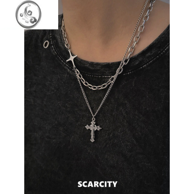 JiMi双层拼接项链男士长款高街设计感毛衣链2023年新款潮流女