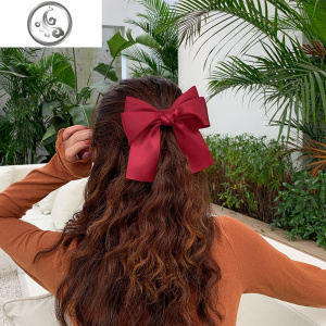 大蝴蝶结头饰发夹女网红少女洛丽塔夹子头饰甜美后脑勺发卡弹簧夹 JiMi 酒红色^_^