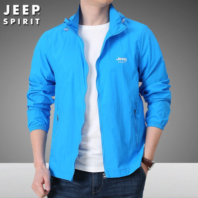 JEEPSPIRIT吉普防晒衣男青年户外透气冰丝皮肤衣宽松休闲夏季防晒服轻薄夹克防紫外线男士夏天外套