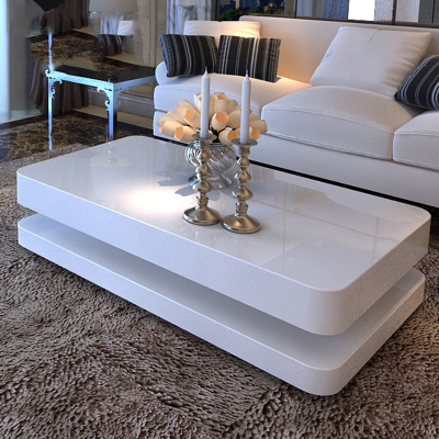 白色茶几简约现代客厅钢化玻璃符象个性创意小户型烤漆茶几电视柜组合