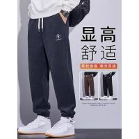 灯芯绒卫裤男士春秋款宽松束脚裤柔软舒适雪尼尔休闲长裤子男