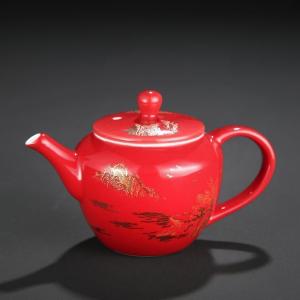 家柏饰(CORATED)霁蓝釉茶壶单壶家用复古手工泡茶陶瓷茶具套装功夫茶具简约