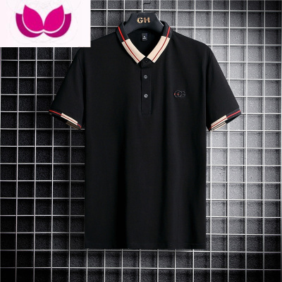 七斓男士短袖t恤夏季新款帅气休闲体恤百搭半袖翻领印花polo衫上衣男