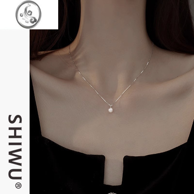 JiMi925银银珍珠女款轻奢小众设计感颈链百搭气质锁骨链2023新款