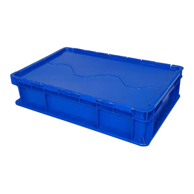 臻远ZY-SNXD-137斜插翻盖物流箱收纳周转箱带盖子 4号箱蓝色